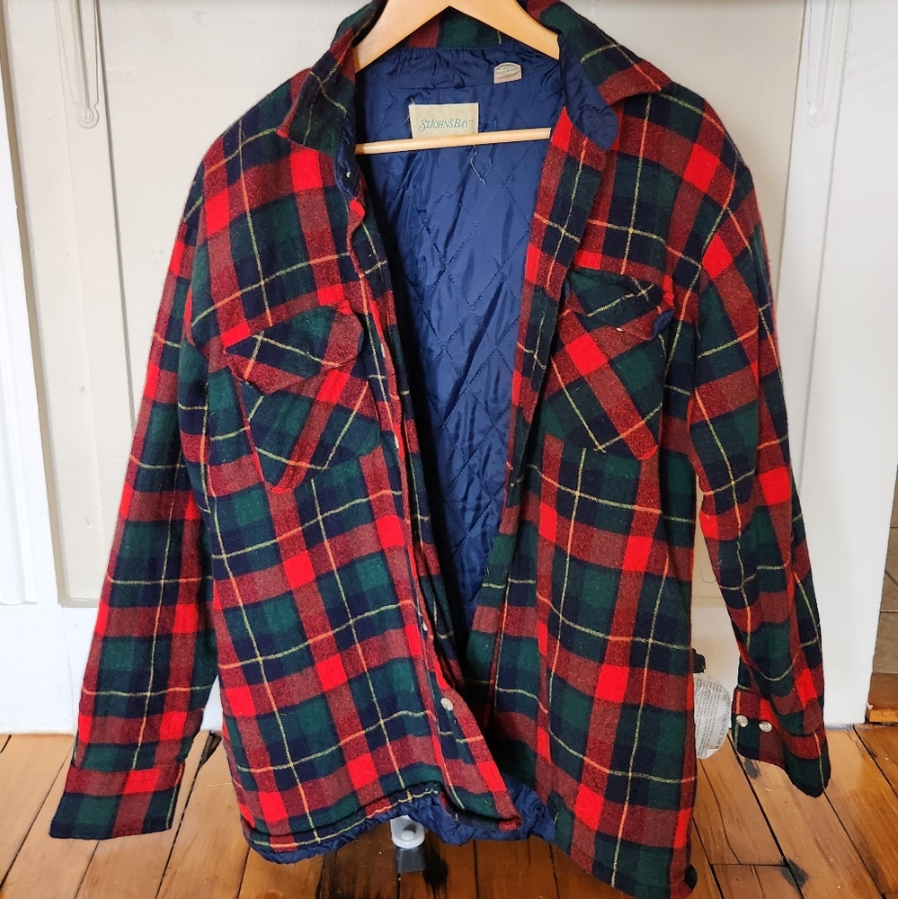 Plaid Flannel Wool Jacket St John's Bay